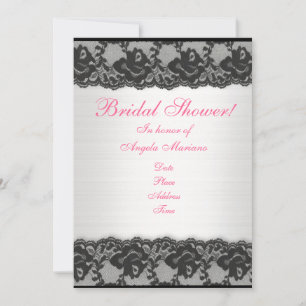 Bridal Shower invitation black lace and satin