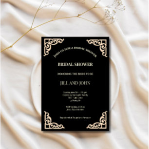 Bridal Shower Invitation Black Wedding Art Deco