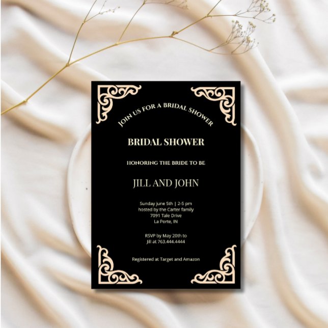 Bridal Shower Invitation Black Wedding Art Deco  (Creator Uploaded)