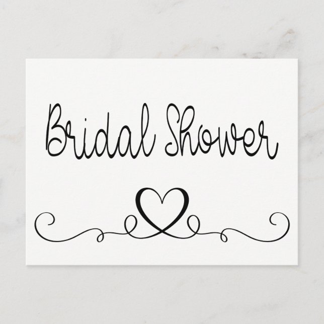 Bridal Shower Invitation Black White Hearts Love (Front)