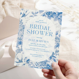 Bridal Shower Invitation Blue Floral Vintage