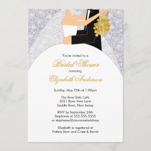 Bridal Shower Invitation Bride Groom Silver Bling