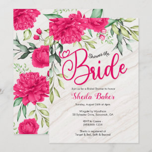 Bridal Shower Invitation - Bright Pink Floral