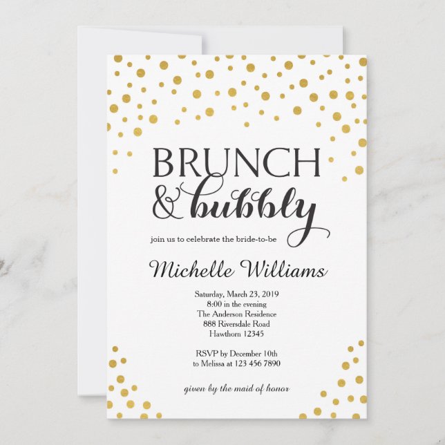 Bridal Shower Invitation / Brunch & Bubbly Invite (Front)