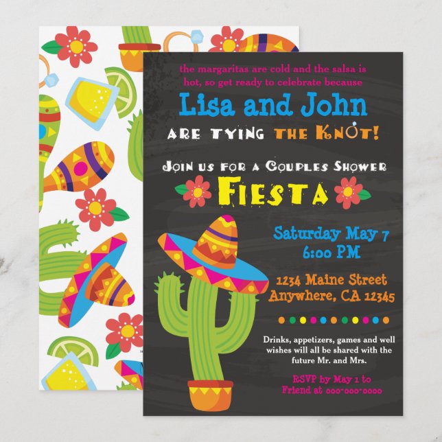 Bridal Shower Invitation- Couples, Fiesta Invitation (Front/Back)
