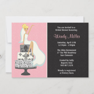Bridal Shower Invitation Damask Cake