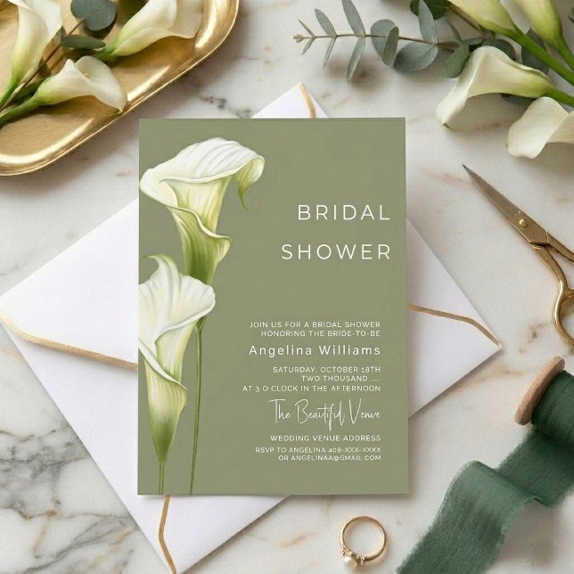 Bridal Shower Invitation "Delicate Calla Lilies" (Creator Uploaded)