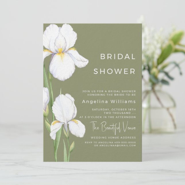 Bridal Shower Invitation "Delicate irises" (Standing Front)
