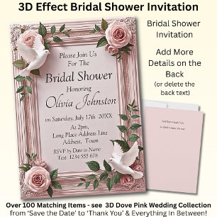 Bridal Shower Invitation - Dove & Pink Roses Card