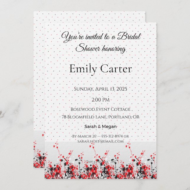 Bridal Shower Invitation Elegant Floral Template (Front/Back)