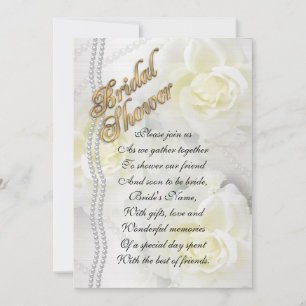 Bridal shower invitation elegant white roses