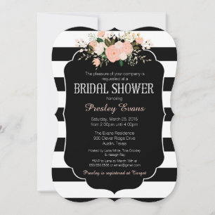 Bridal Shower Invitation, floral black & white Invitation