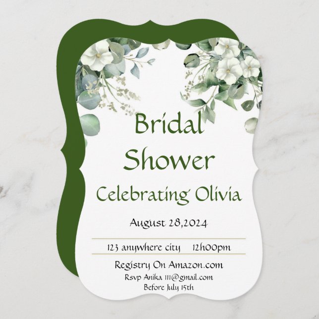 BRIDAL SHOWER INVITATION FLORAL BOTANICAL (Front/Back)