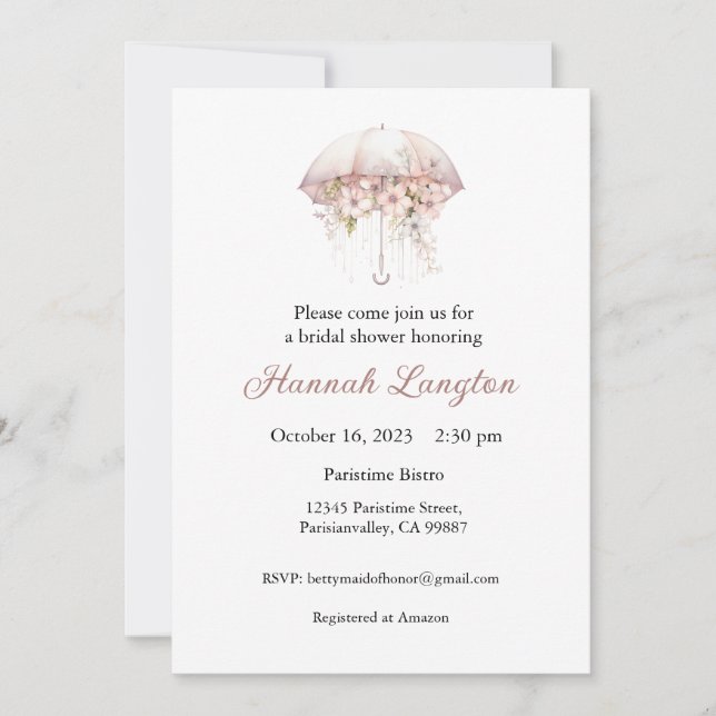 Bridal Shower Invitation, Floral Bridal Shower Invitation (Front)