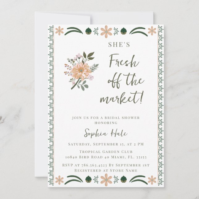 Bridal Shower invitation Fresh Off the Marke (Front)