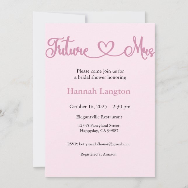 Bridal Shower Invitation, Future Mrs  Invitation (Front)