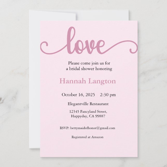 Bridal Shower Invitation, Future Mrs, Love Invitation (Front)