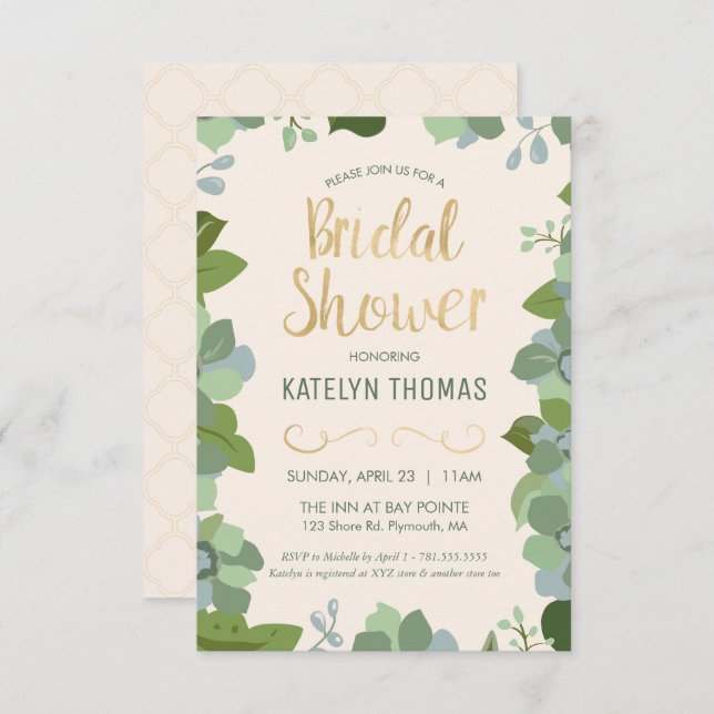 Bridal Shower Invitation - Garden, Custom, Floral (Front/Back)