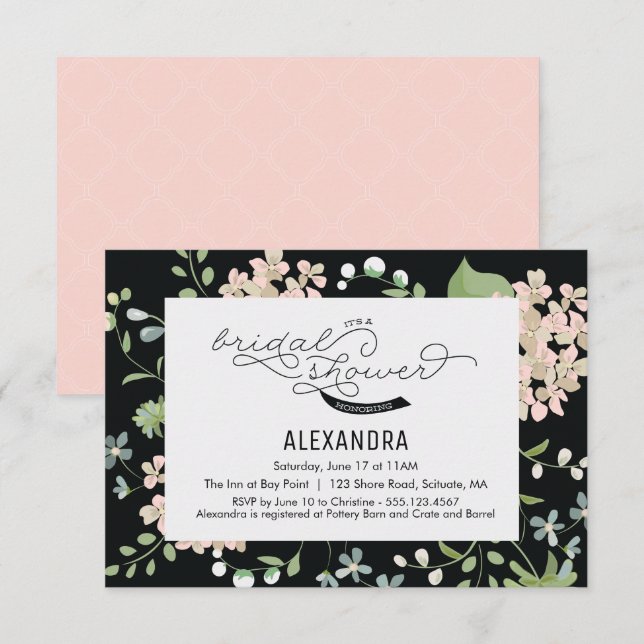 Bridal Shower Invitation - Garden, Flower, Vintage (Front/Back)