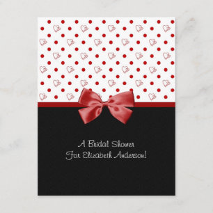 Bridal Shower Invitation Girly Red Hearts