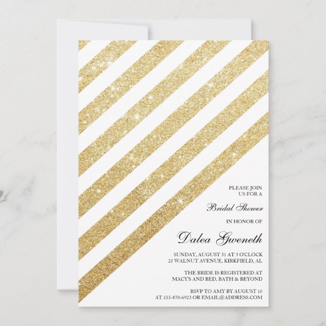 Bridal Shower Invitation - Glitter and Gold (Front)