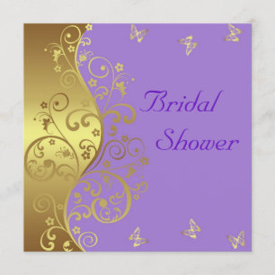 Bridal Shower Invitation--Gold Swirls & Lavender Invitation