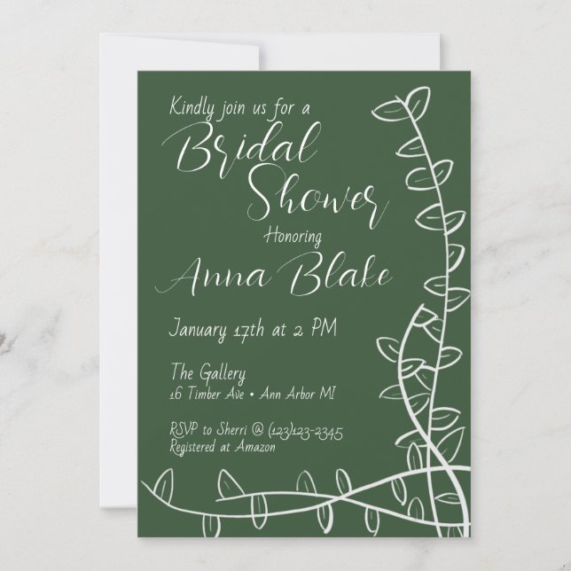 Bridal shower invitation - greenery design (Front)