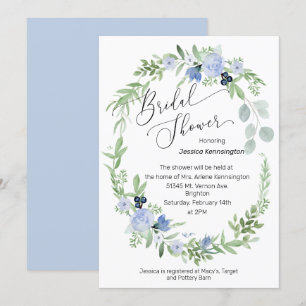Bridal Shower Invitation Ice Blue Flowers