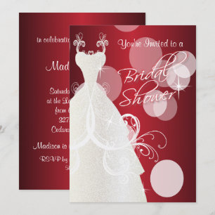 Bridal Shower Invitation in Metallic Red