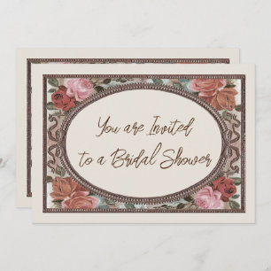 Bridal Shower invitation Ivory Vintage Roses 