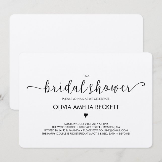 Bridal Shower Invitation - Kraft (Front/Back)