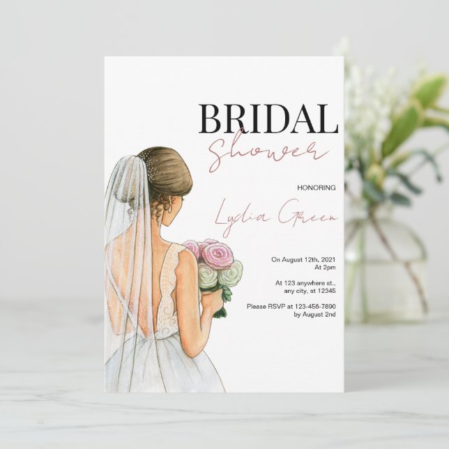 Bridal Shower Invitation, Minimalist Bridal Shower Invitation (Standing Front)