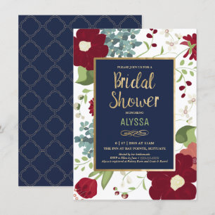 Bridal Shower Invitation - Modern Floral w/ Gold