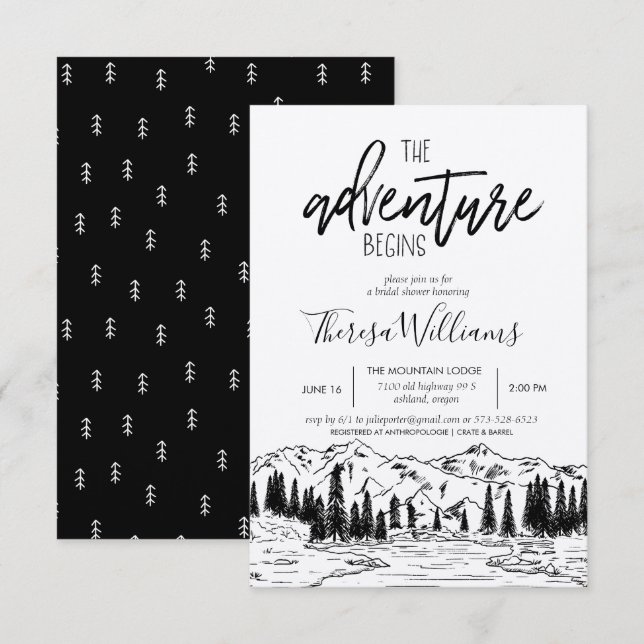 Bridal Shower Invitation - Mountain Theme (Front/Back)