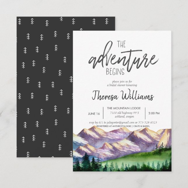Bridal Shower Invitation - Mountain Theme (Front/Back)