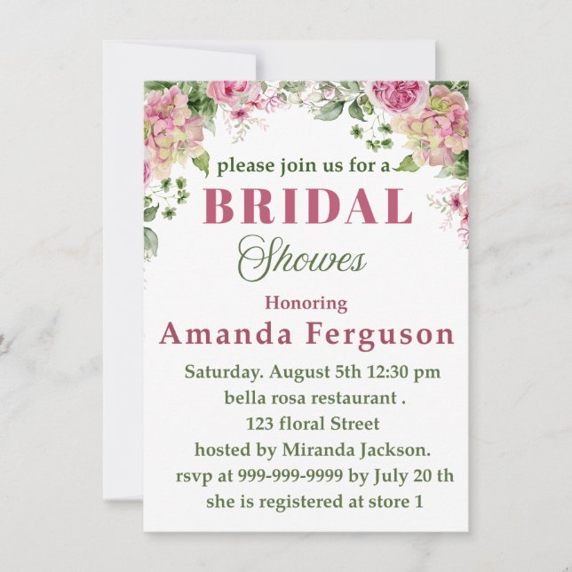 Bridal shower Invitation party card (Front)