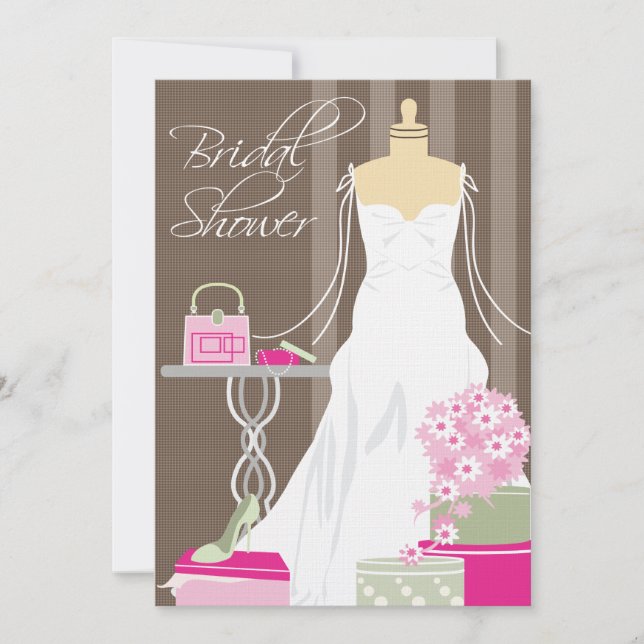 Bridal Shower Invitation | Pink and Sage (Front)