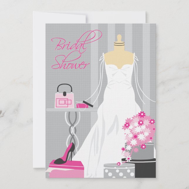 Bridal Shower Invitation | Pink and Silver (Front)