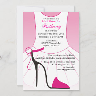 Bridal Shower Invitation Pink Tutu High Heels