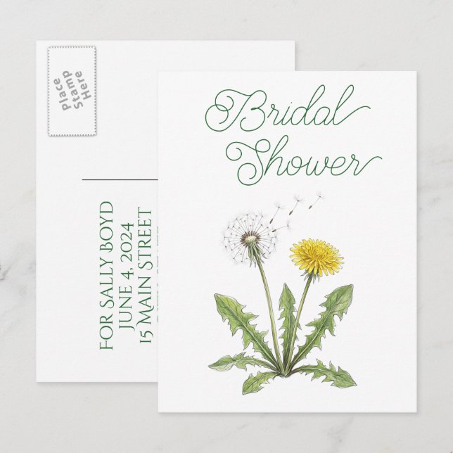 Bridal shower invitation postcards (Front/Back)