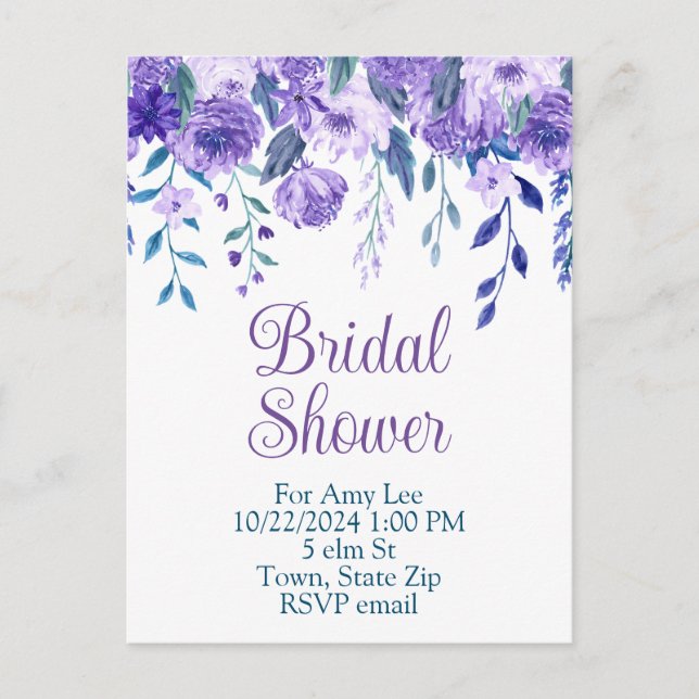 Bridal shower invitation postcards (Front)