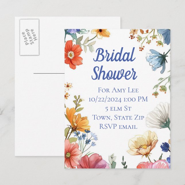 Bridal shower invitation postcards (Front/Back)