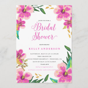 BRIDAL SHOWER INVITATION - purple gold flowers