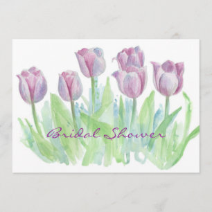 Bridal Shower Invitation Purple Tulip Flowers