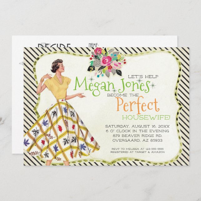Bridal Shower Invitation | Retro Housewife (Front/Back)