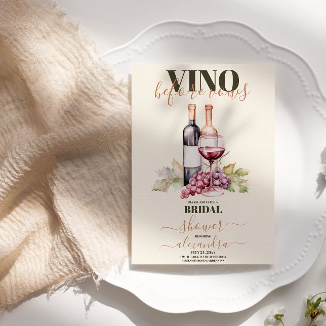 Bridal Shower Invitation RoseGold Vino before Vows (Creator Uploaded)