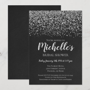 Bridal Shower Invitation, Silver, Black, Bridal Invitation