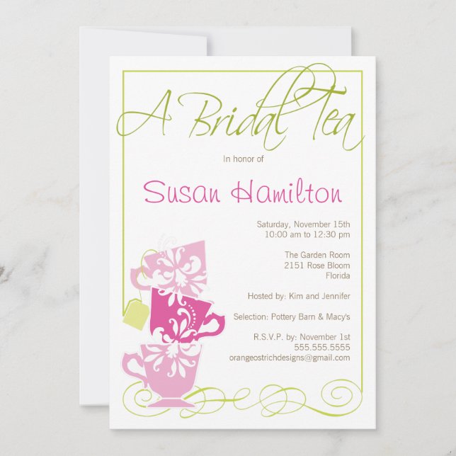 Bridal Shower Invitation - Tea (Front)