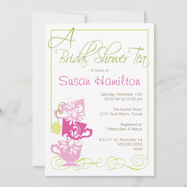 Bridal Shower Invitation - Tea (Front)