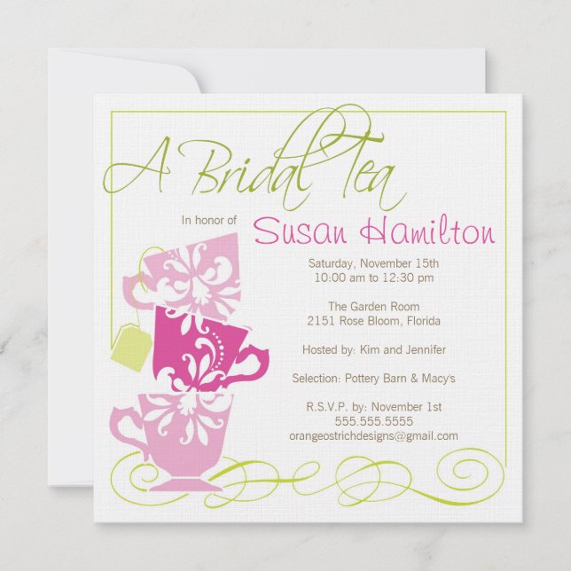 Bridal Shower Invitation - Tea (Front)